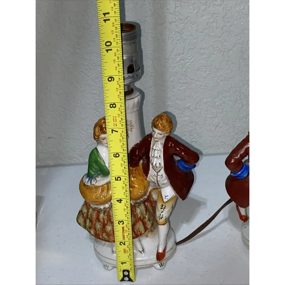 VTG Set Of‎ 2 Made In Occupied Japan Porcelain Lamps Figurines Couples Work READ